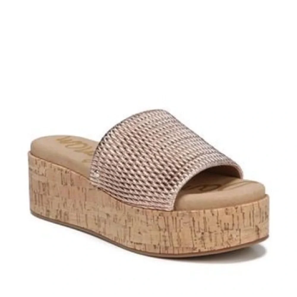 Sam Edelman Metallic Woven Wedge Sandals Size 6 - Picture 2 of 10